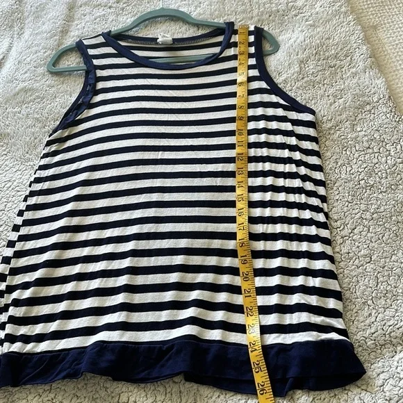 Sew In Love Women's M Sleeveless Ringer Tank Navy Blue Stripe Nautical Beachy - Picture 7 of 9